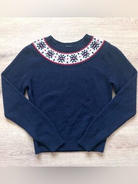A.P.C. Michelle X-Small Wool Crewneck Navy Geometric Sweater Rue Madame Paris